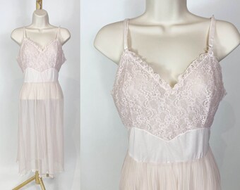 1960s Slip Dress Pale Pink Sheer Lace