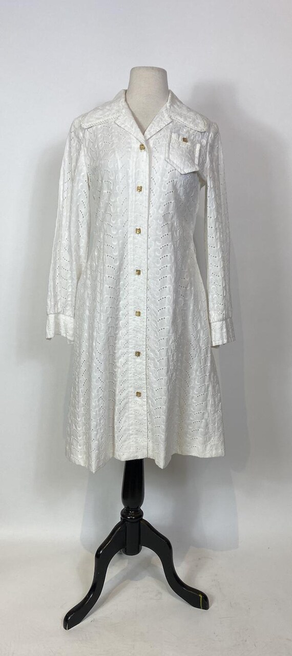 1960s - 1970s Anjac Fashions White Eyelet Lace Co… - image 2