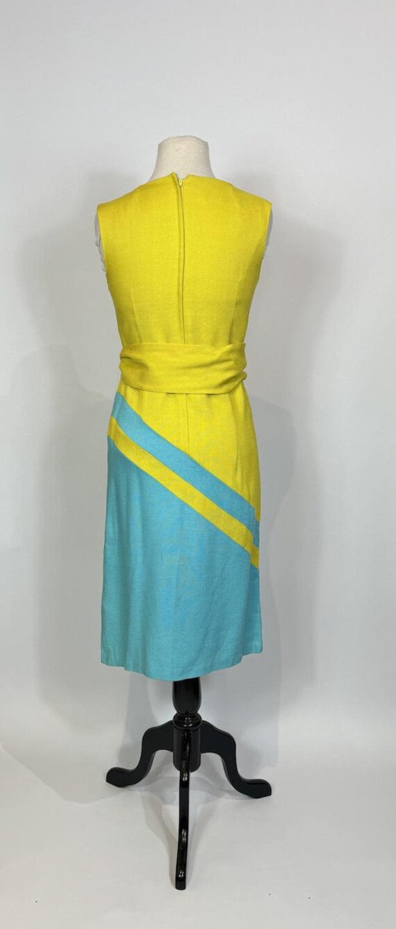 1960s Yellow and Blue Color Blocked Canvas Linen … - image 5