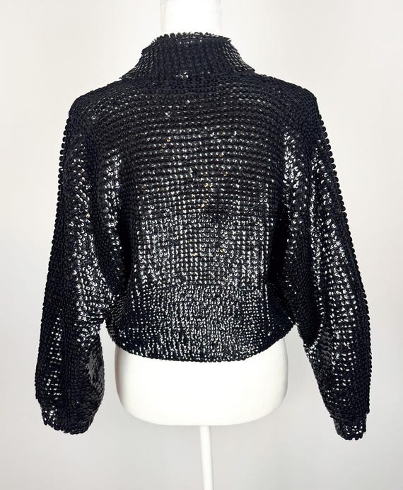 Vintage 1950s Black Wool Sequin Bad Girl Cardigan… - image 5
