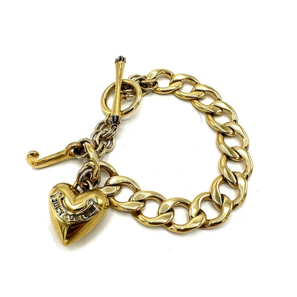 Y2K Juicy Couture Chain Link Heart Charm Bracelet