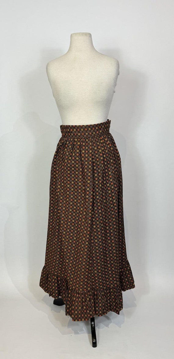 1970s Brown Daisy Floral Print Boho Two Piece Max… - image 8