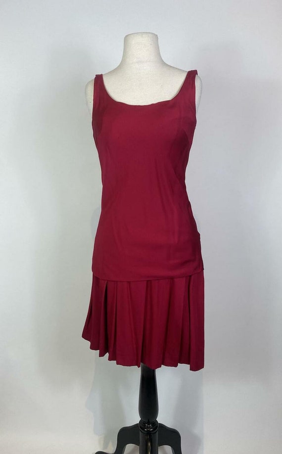 1950s - 1960s Cranberry Button Back Dress - image 2