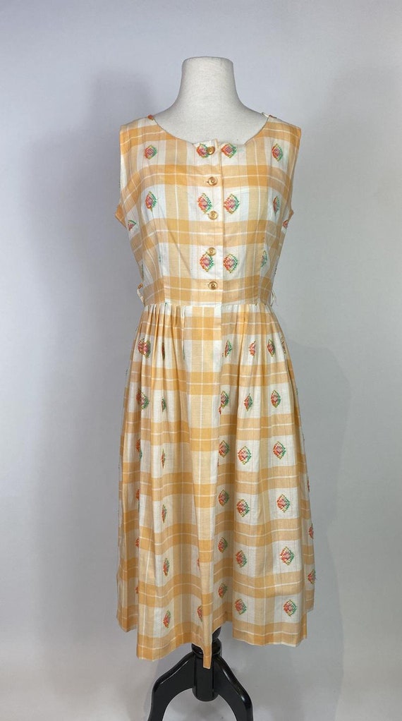 1950s - 1960s Orange Plaid Swing Dress - image 2