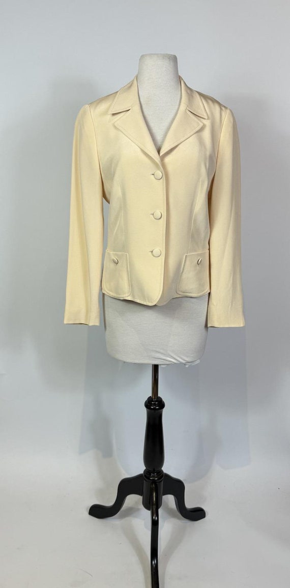 1990s - Y2K Escada Cream Silk Blazer Jacket - image 2