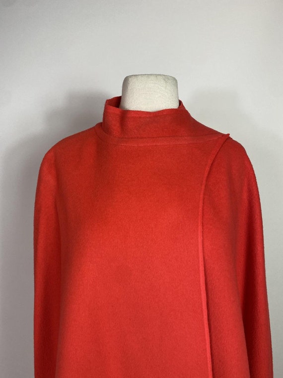 1960s - 1970s Bright Red Mod Wool Cape Coat - image 3