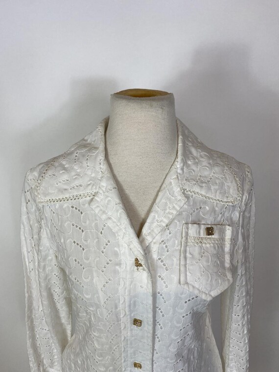 1960s - 1970s Anjac Fashions White Eyelet Lace Co… - image 6
