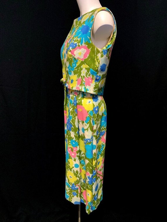 1960's Bright Floral 2 Piece Dress - image 6