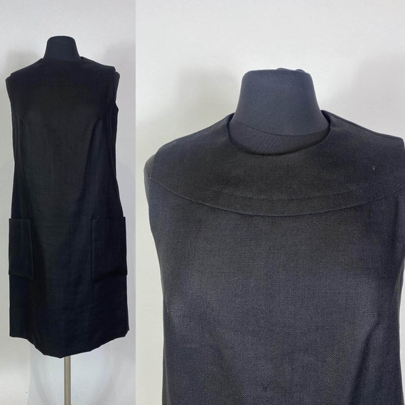 1960s Mod Silk Lined Black Shift Dress