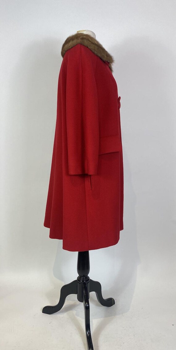 1960s Red Wool Mink Collar Coat - image 4