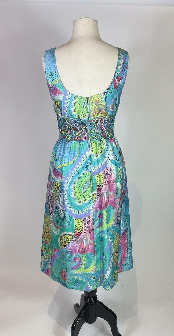 1960s Silk Crystal Waist Party Dress - image 4