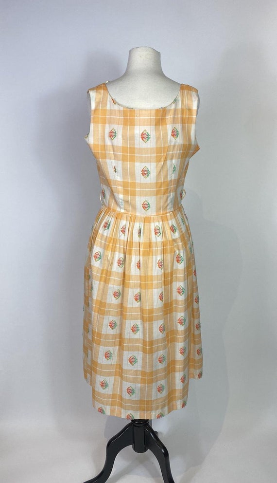 1950s - 1960s Orange Plaid Swing Dress - image 4