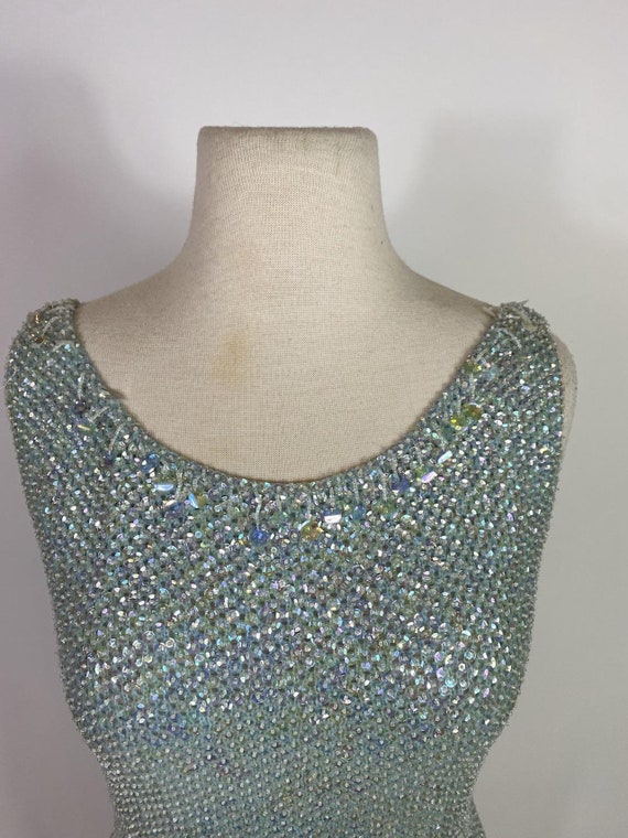 1950s - 1960s Blue Wool and Sequin Tank Top - image 4