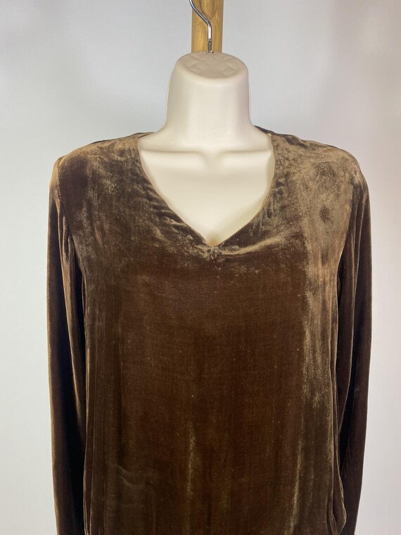 1920s Brown Silk Velvet Drop Waist Dress - image 5