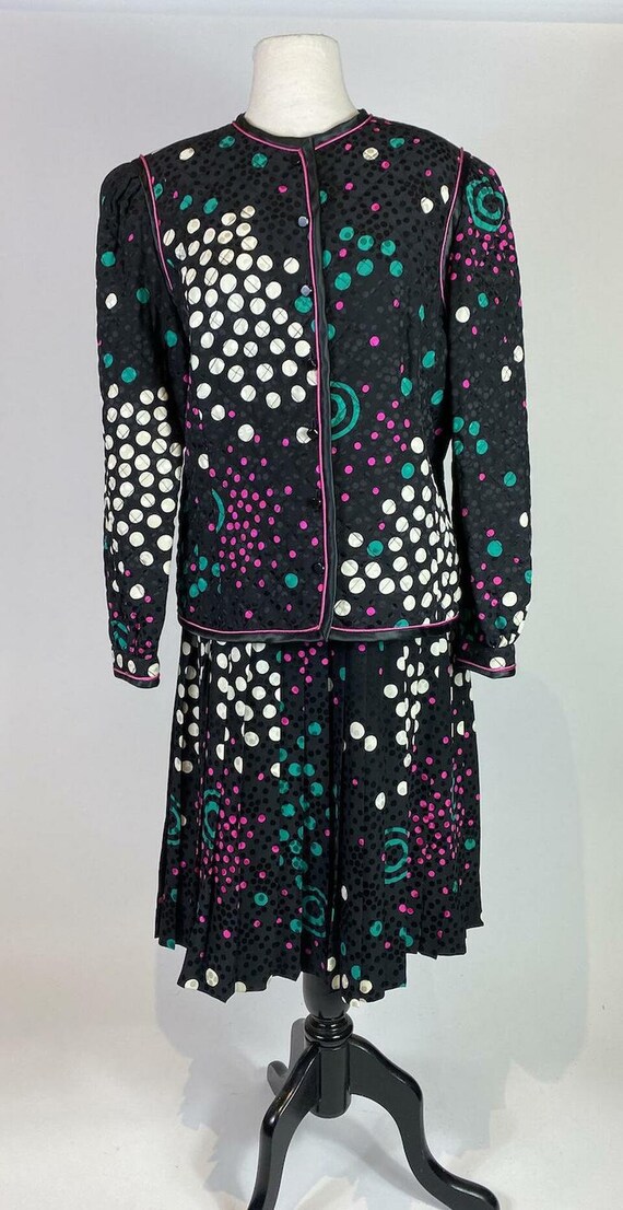 1980s - 1990s Saks Fifth Avenue Quilted Polka Dot… - image 2