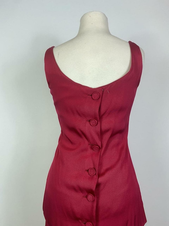 1950s - 1960s Cranberry Button Back Dress - image 7