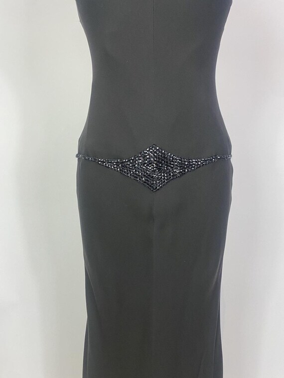 1990s - Y2K Donald Deal Black Silk Beaded Gown wi… - image 5