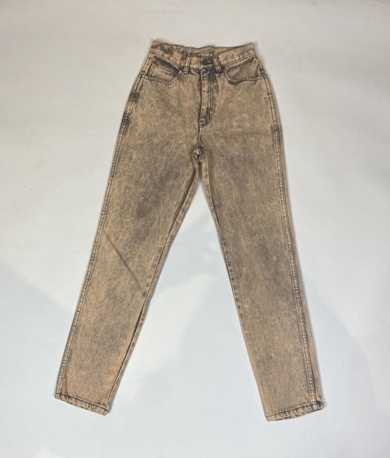 Vintage 80s Traffic Beige Acid Wash Mom Jeans - image 3