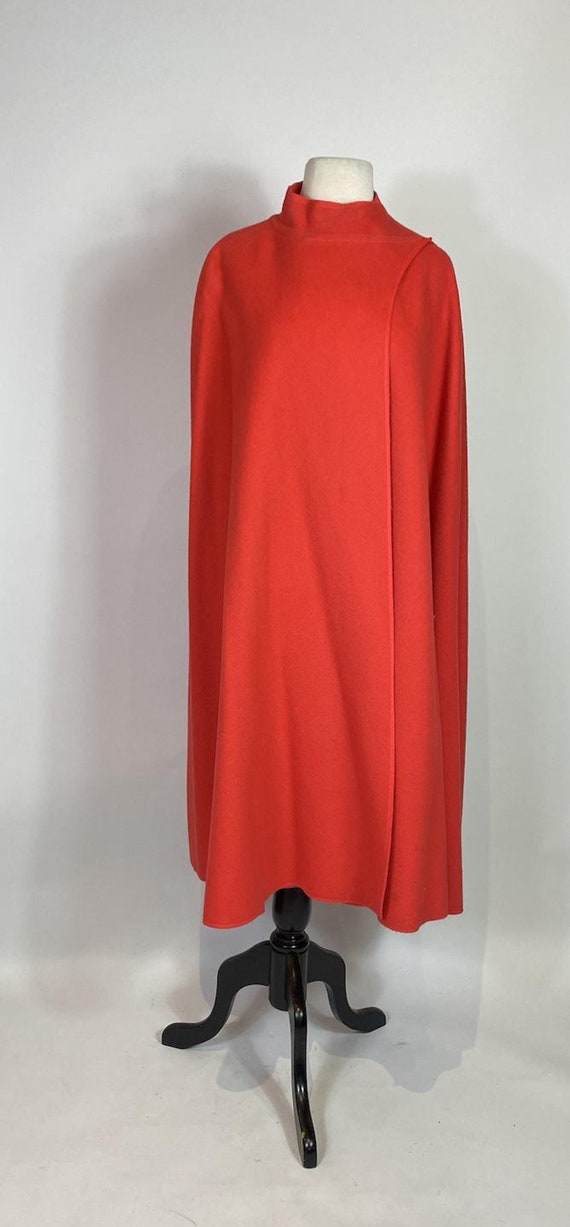 1960s - 1970s Bright Red Mod Wool Cape Coat - image 2