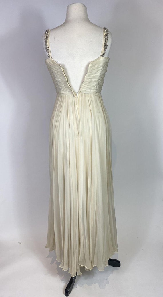 1960s Silk Chiffon Beaded Gown - image 4