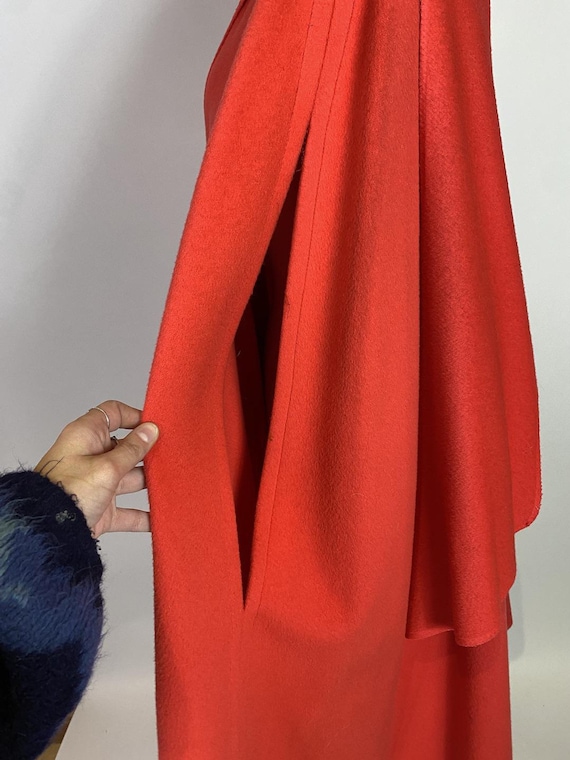 1960s - 1970s Bright Red Mod Wool Cape Coat - image 6