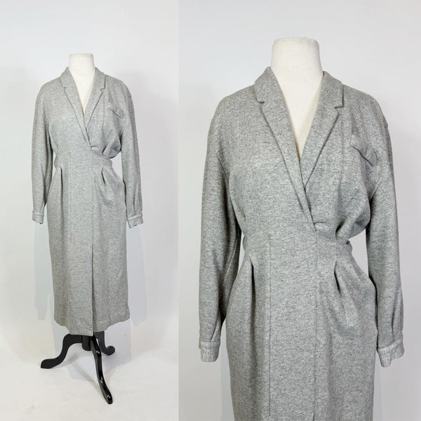 1980s Norma Kamali for Bloomingdales Grey Tailored Sweatshirt Dress