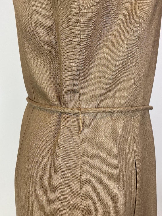 1960s VOLUP Mc Mullen Brown Linen Shift Dress - image 6