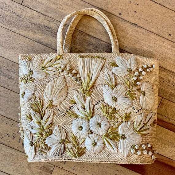 1950s Contrasting Decorative Floral Top Handle Str