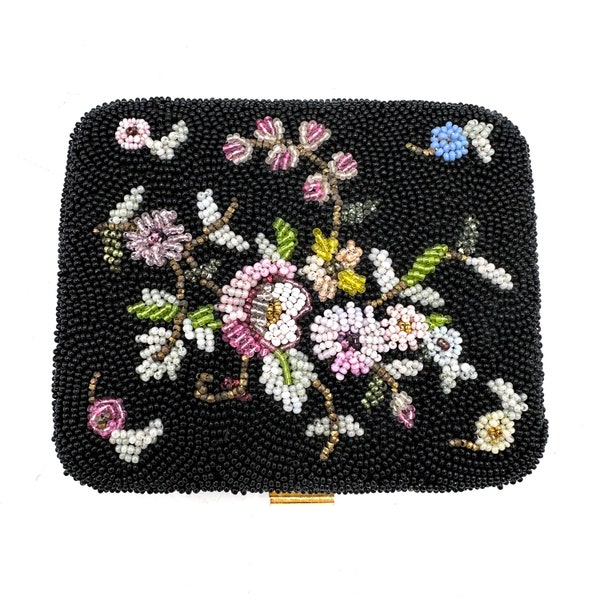 1960s Revlon Multicolor Floral Beaded Compact