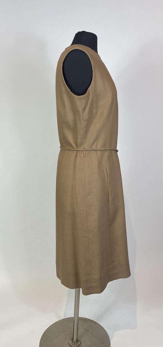 1960s VOLUP Mc Mullen Brown Linen Shift Dress - image 3