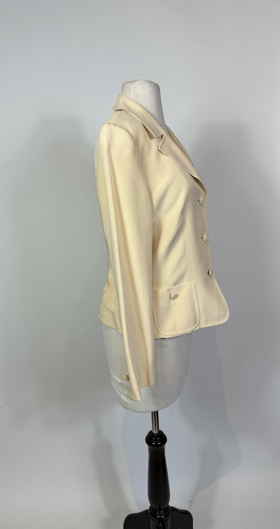 1990s - Y2K Escada Cream Silk Blazer Jacket - image 4