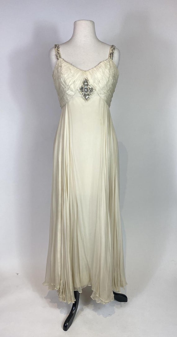 1960s Silk Chiffon Beaded Gown - image 2