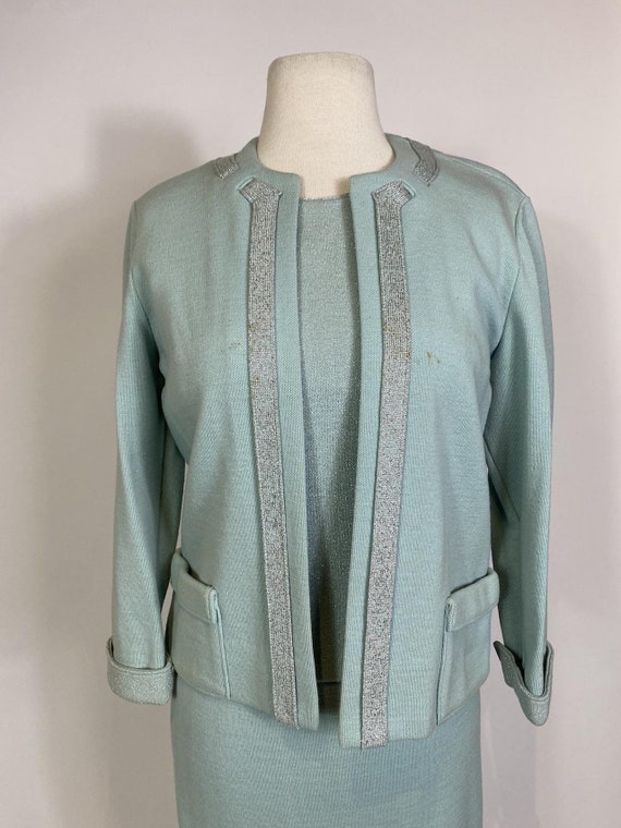 1960s Kimberly Robins Egg Blue Wool Three Piece S… - image 3