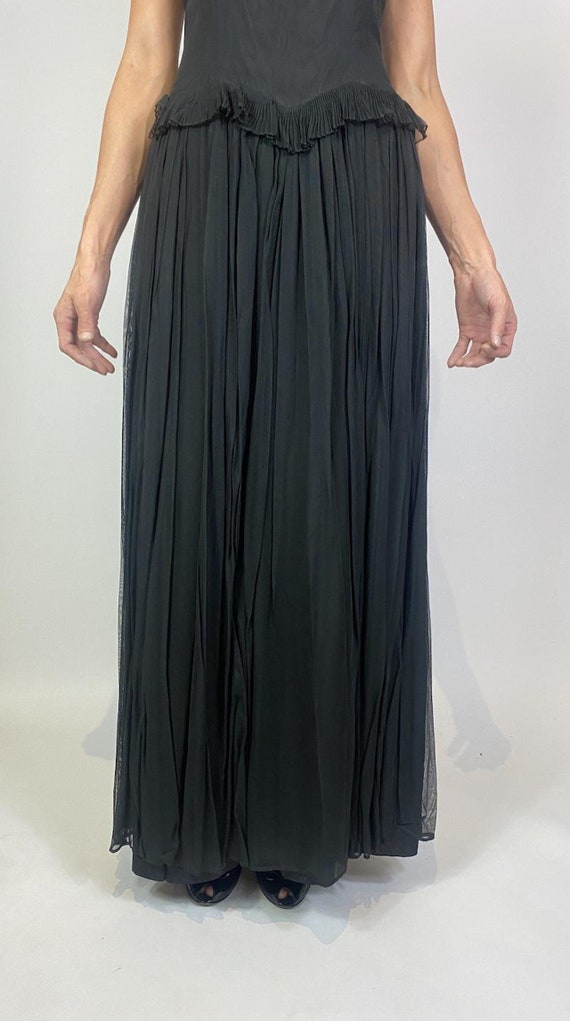 1950s Nathan Strong Black Micro Pleated Gown - image 7