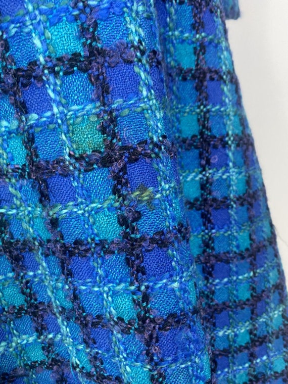1960s Lord & Taylor Blue Plaid Wool Tweed Skirt a… - image 8