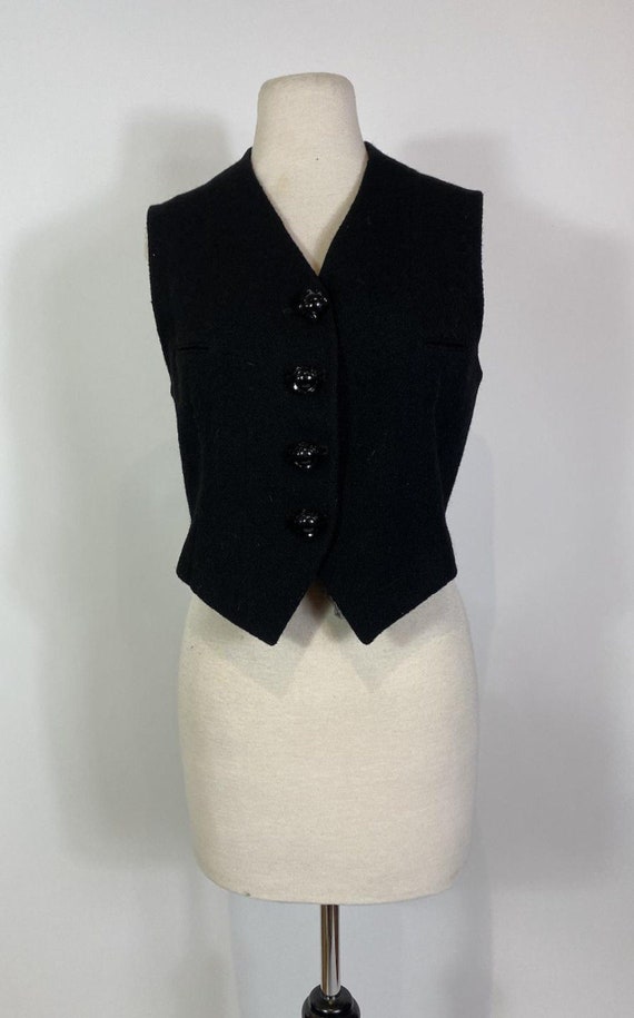 1920s Black Wool Celluloid Button Vest