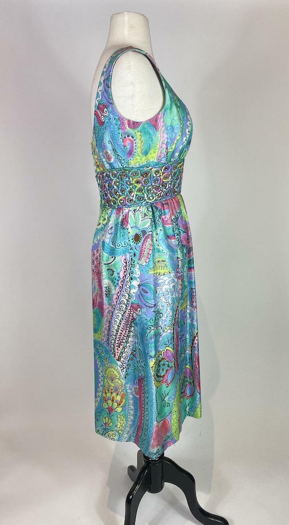 1960s Silk Crystal Waist Party Dress - image 3