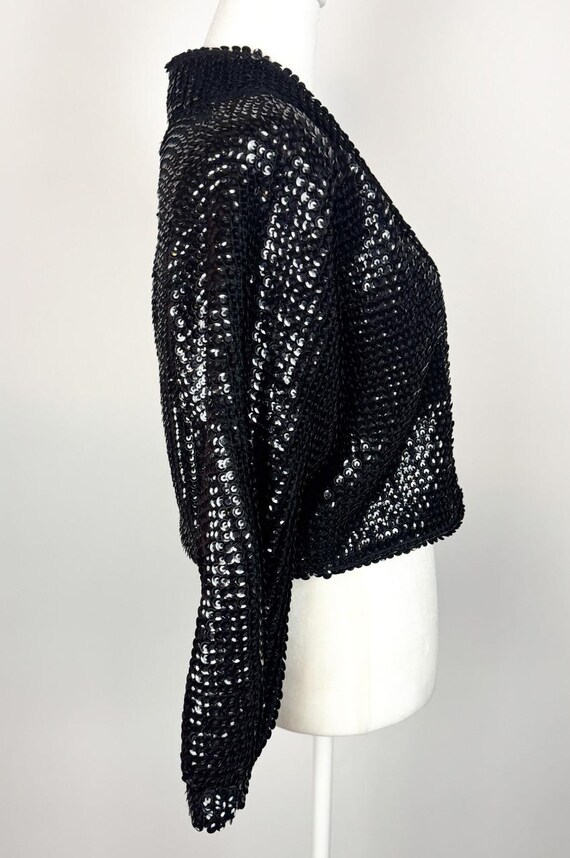 Vintage 1950s Black Wool Sequin Bad Girl Cardigan… - image 4
