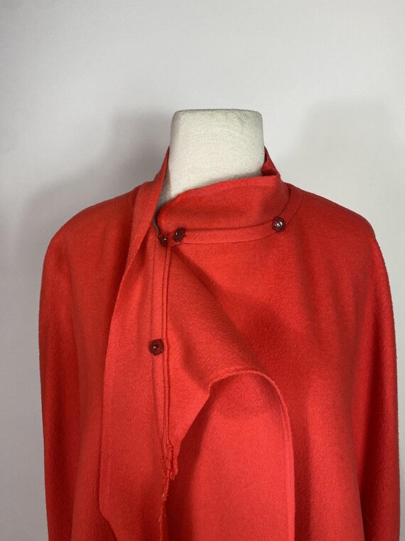 1960s - 1970s Bright Red Mod Wool Cape Coat - image 4