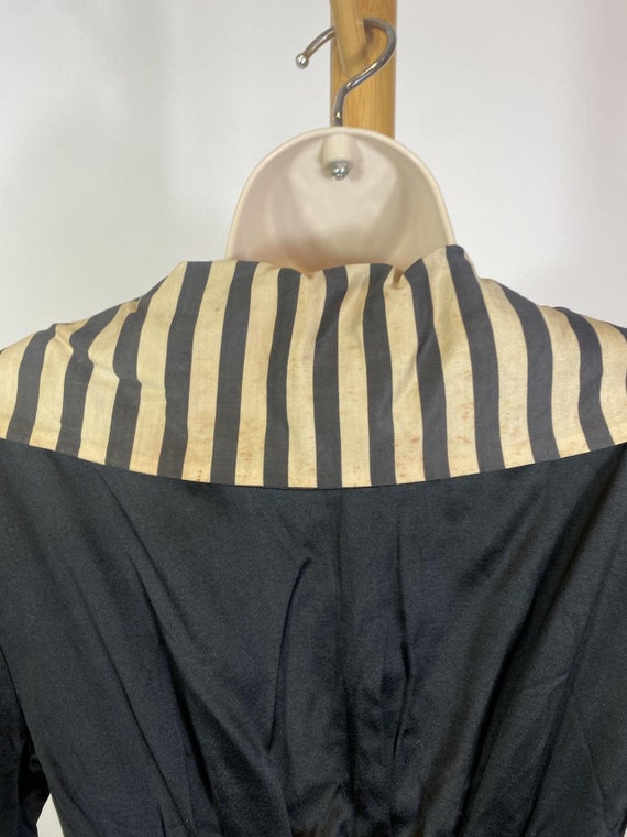 1940s Black Cotton Striped Trim Day Dress - image 7