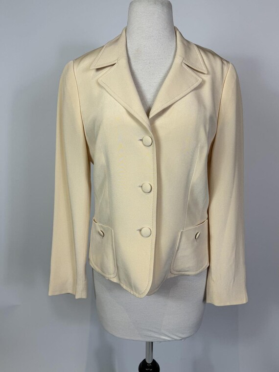 1990s - Y2K Escada Cream Silk Blazer Jacket - image 3