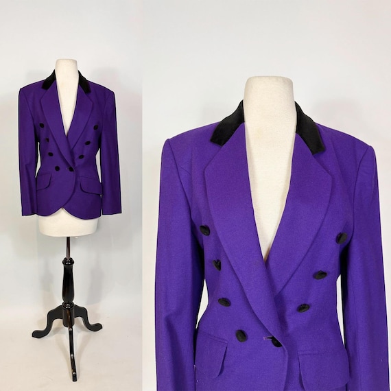 1980s - 1990s Louis Feraud Purple Wool Blazer Jac… - image 1