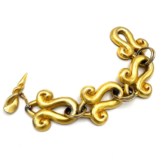 1990s YOHAI Signed Golden Swirl Bracelet - image 1