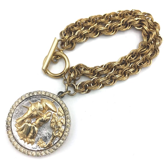 1960s Nettie Rosenstein Scenic Medallion Charm Bra