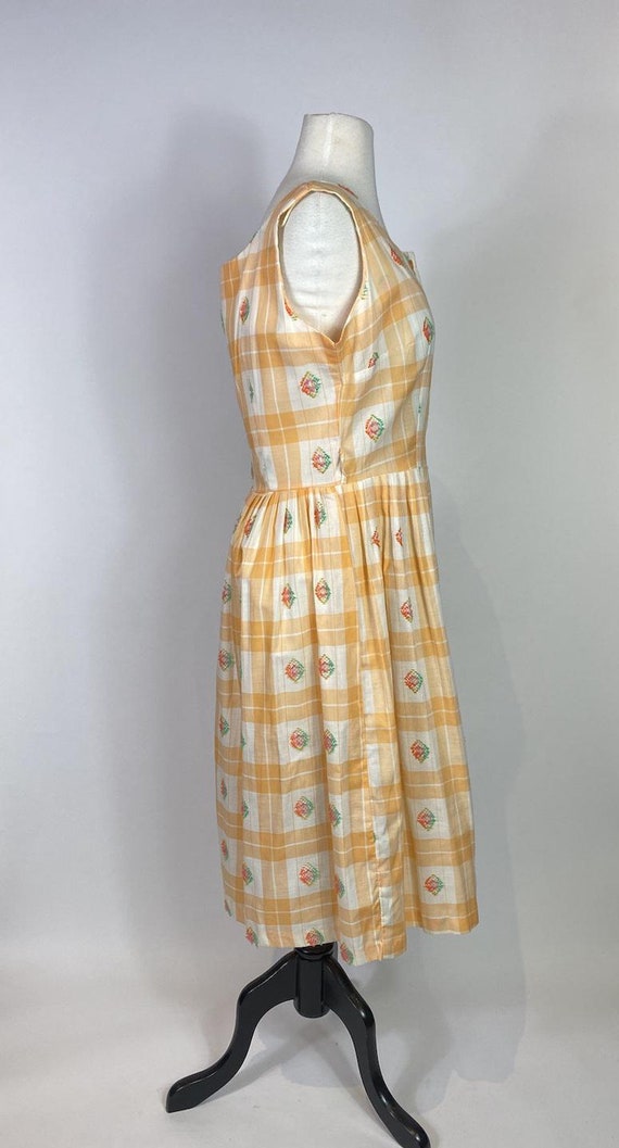 1950s - 1960s Orange Plaid Swing Dress - image 3