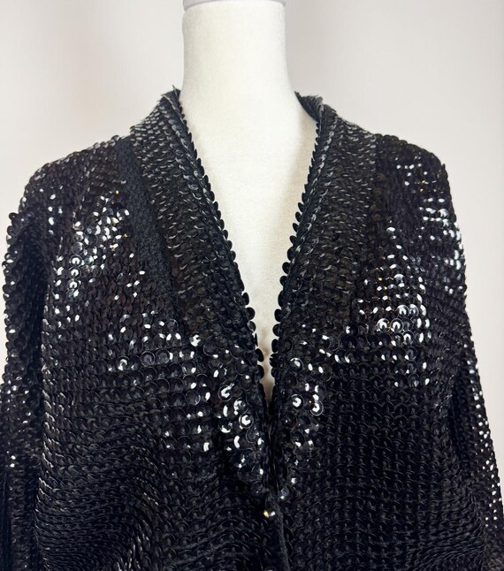Vintage 1950s Black Wool Sequin Bad Girl Cardigan… - image 2