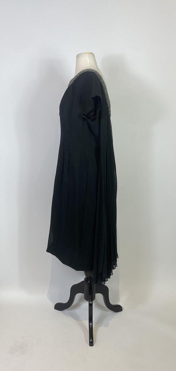 1960s Black Chiffon Beaded Neckline Mod Dress - image 4