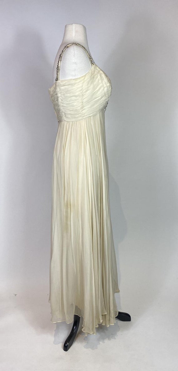 1960s Silk Chiffon Beaded Gown - image 3