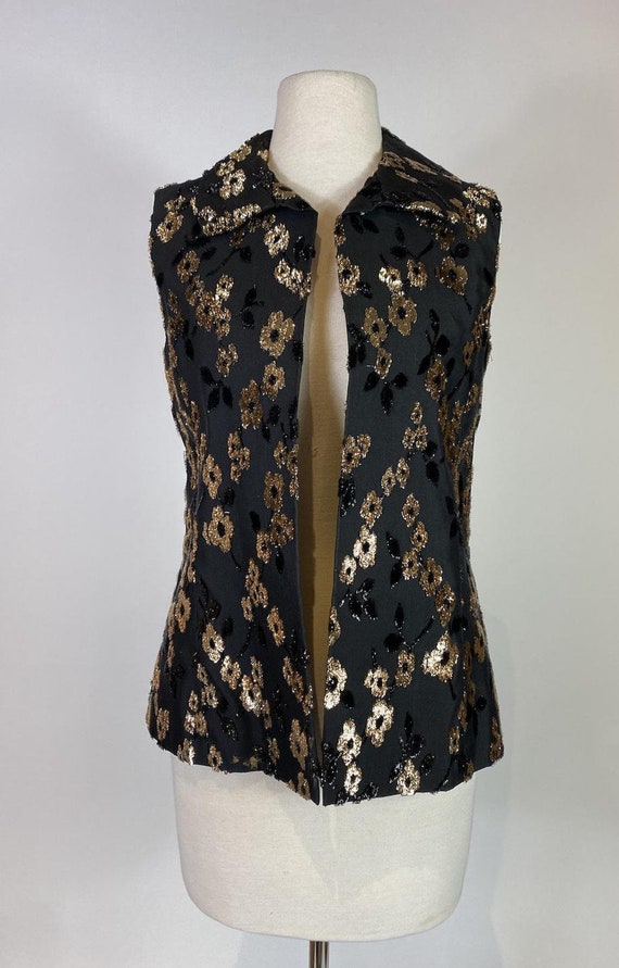 1970s Tinsel Floral Print Vest - image 2