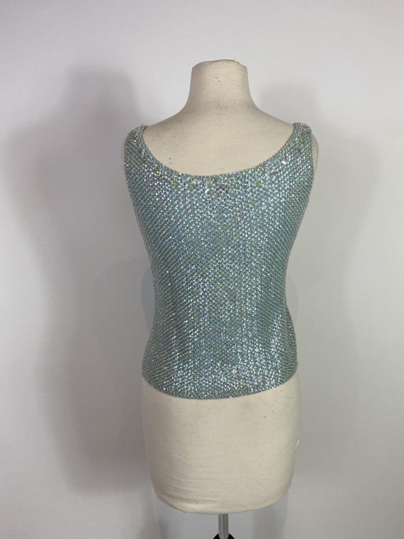 1950s - 1960s Blue Wool and Sequin Tank Top - image 5